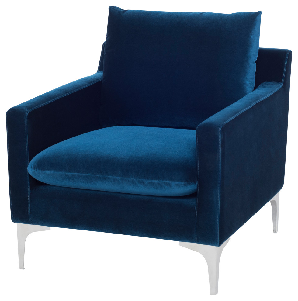 Anders Midnight Blue Single Seat Sofa   Midcentury   Armchairs And Accent Chairs   by Nuevo  Houzz