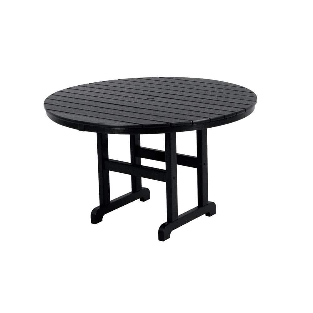 POLYWOOD La Casa Cafe 48 in Black Round Patio Dining Table