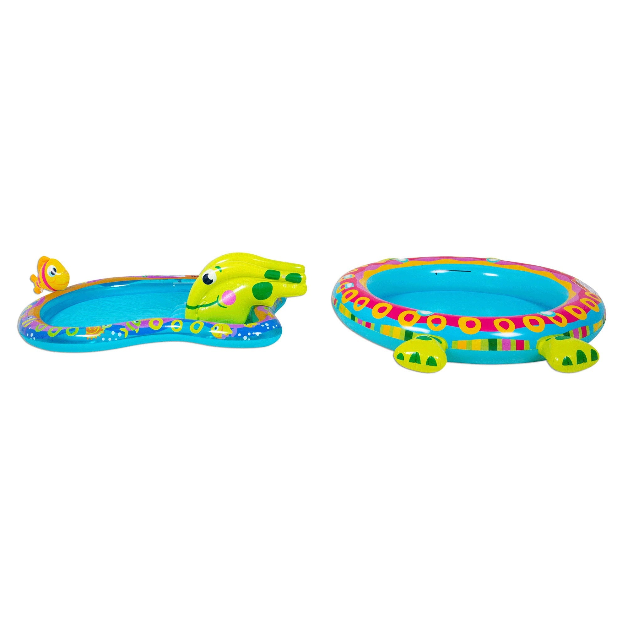 Banzai Shade 'N Slide Turtle Inflatable Kiddie Splash Pool Set with Sprinkler