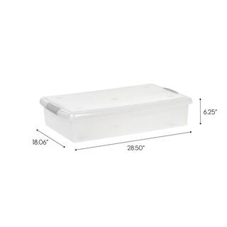 IRIS 40-Qt. Underbed Store and Slide Storage Box in Clear Tan Handle 170291