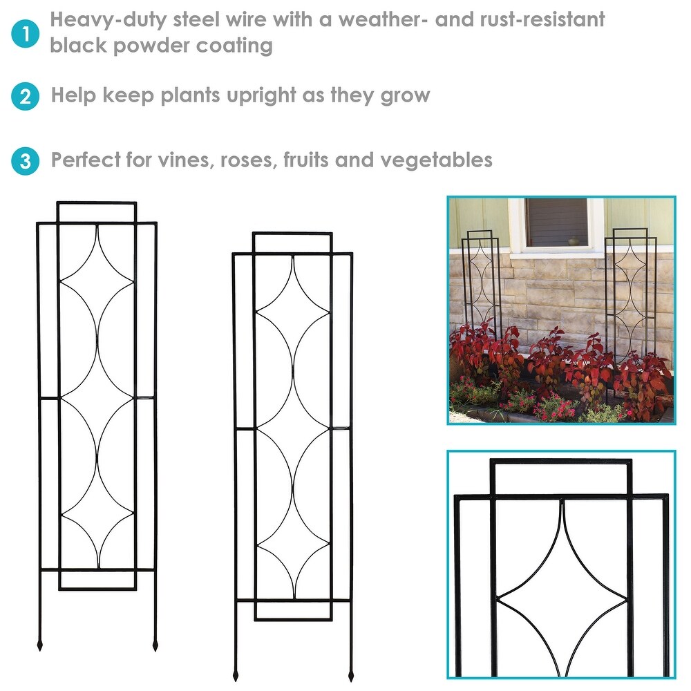 Sunnydaze Set of 2 Chic Diamonds Design Steel Garden Plant Trellis