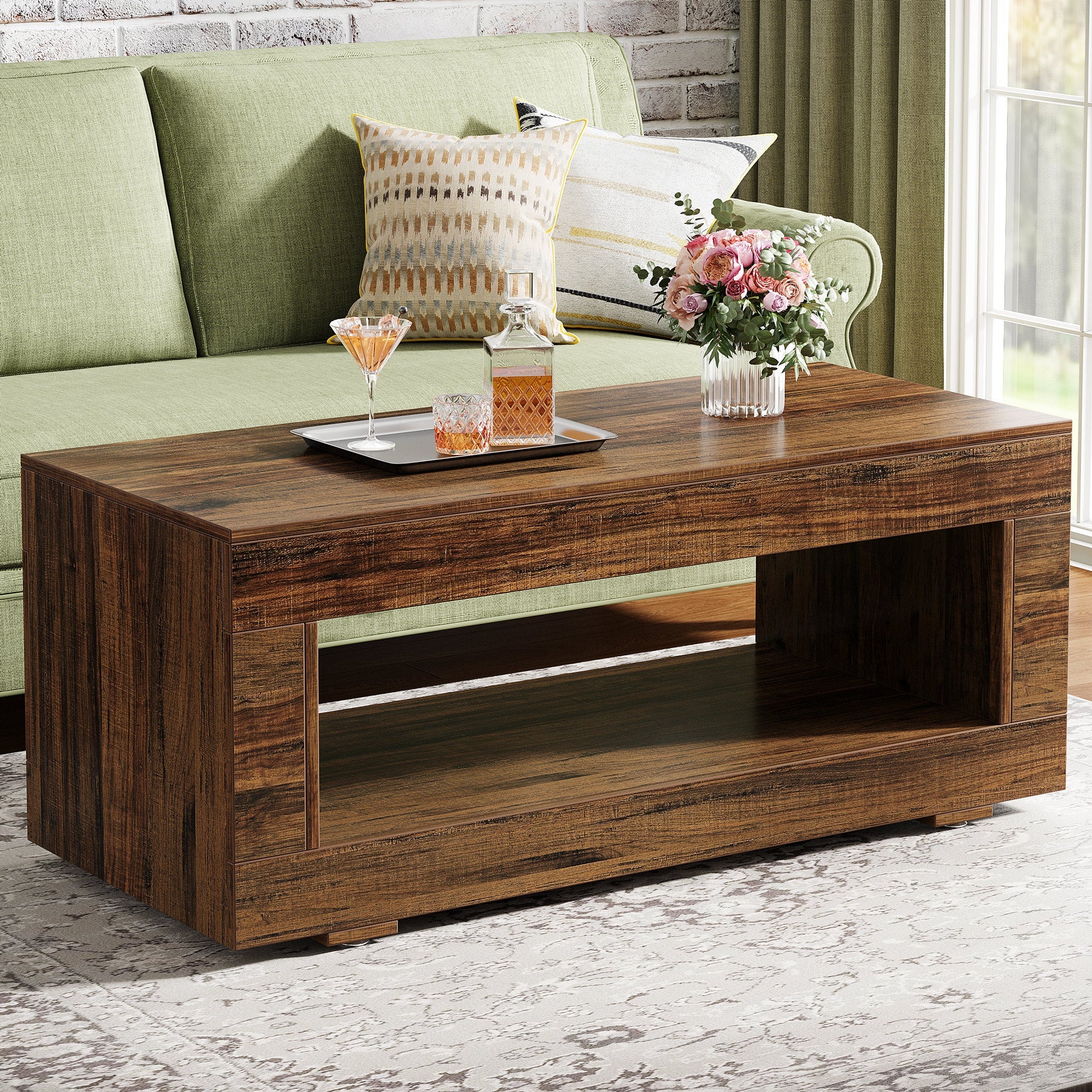 43 Coffee Table, Farmhouse Center Table With Storage