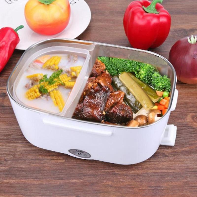 Electric Heating Lunch Box 2 Layers Portable Bento Box Food Container With Spoon Mini Rice Cooker 12v 40w For Home Office