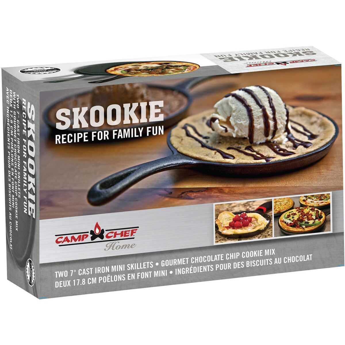 Camp Chef Skookie 7-Inch Mini Skillet 2-Pack With Grip Handles and Chocolate Chip Cookie Mix