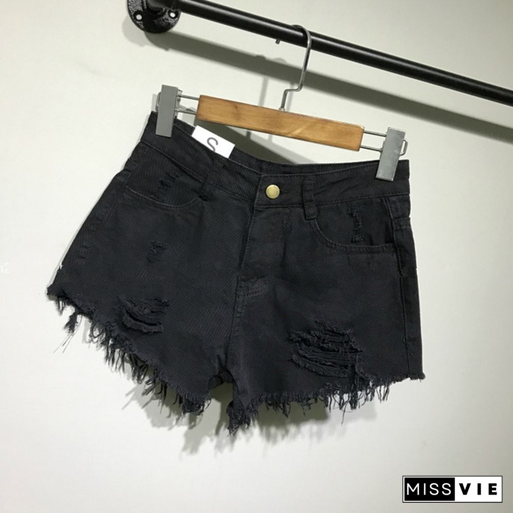 New Womens Denim Shorts Ripped Tassel Hot Pants Short Jeans Oversize Plus Size Sexy