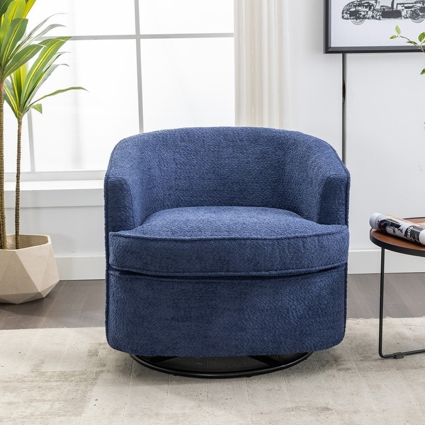 Modern Upholstered Swivel Barrel Armchair for Living Room