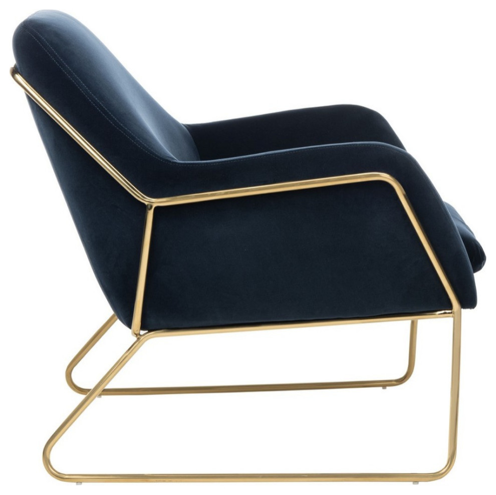 Marshall Metal Frame Accent Chair Navy   Contemporary   Armchairs And Accent Chairs   by AED Luxury Home Decor  Houzz