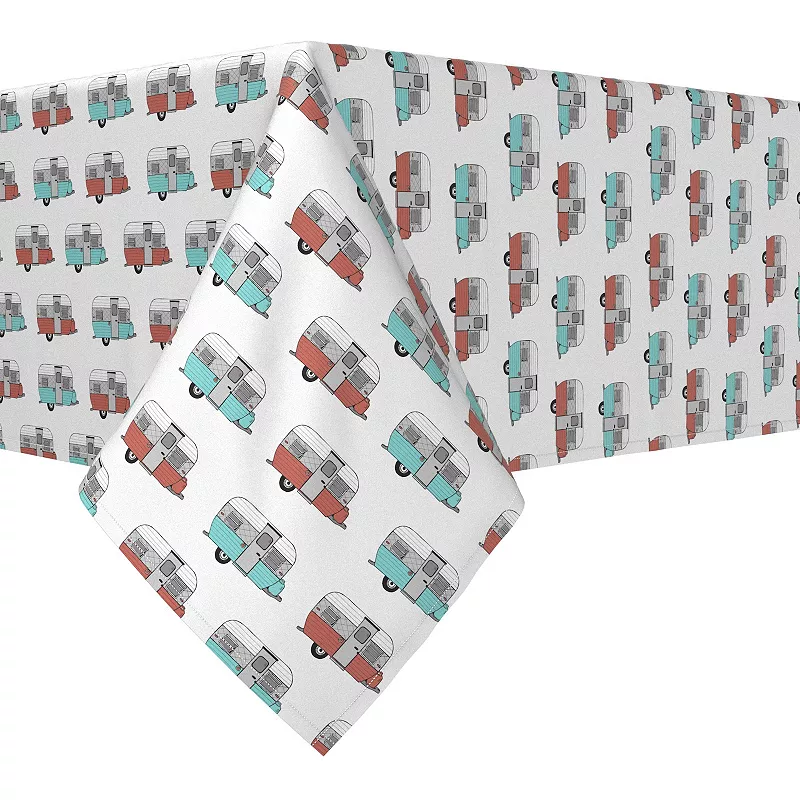 Square Tablecloth， 100% Polyester， 60x60， Retro Trailer Camper