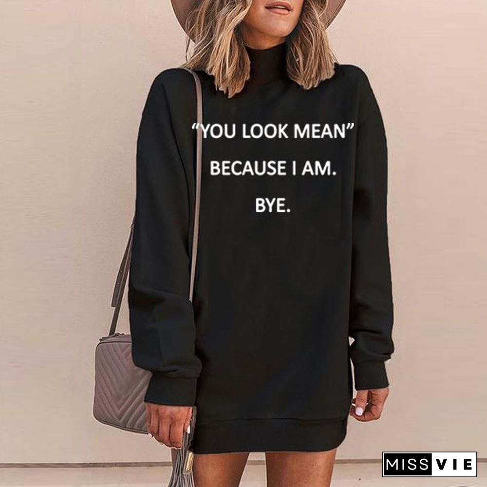 Funny Printed Long Sleeve T-Shirt Dresses