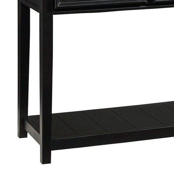 Billy 50 Inch Sofa Console Table， 3 Drawers and Plank Style Shelf， Black