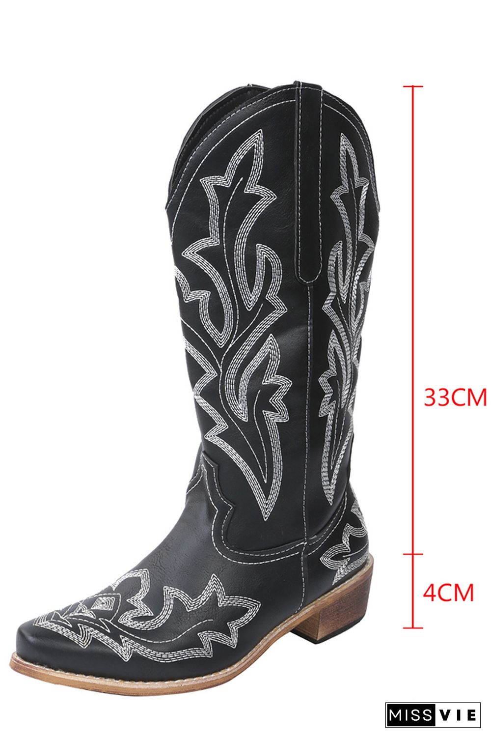 Graphic Chunky Western Boots Women Wholesale