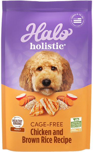 Halo Holistic Complete Digestive Health Chicken and Brown Rice Dog Food Recipe Adult Dry Dog Food