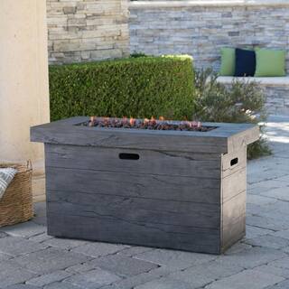 Noble House Sergio 45 in. x 25 in. Rectangular MGO Propane Fire Pit in Grey 17029