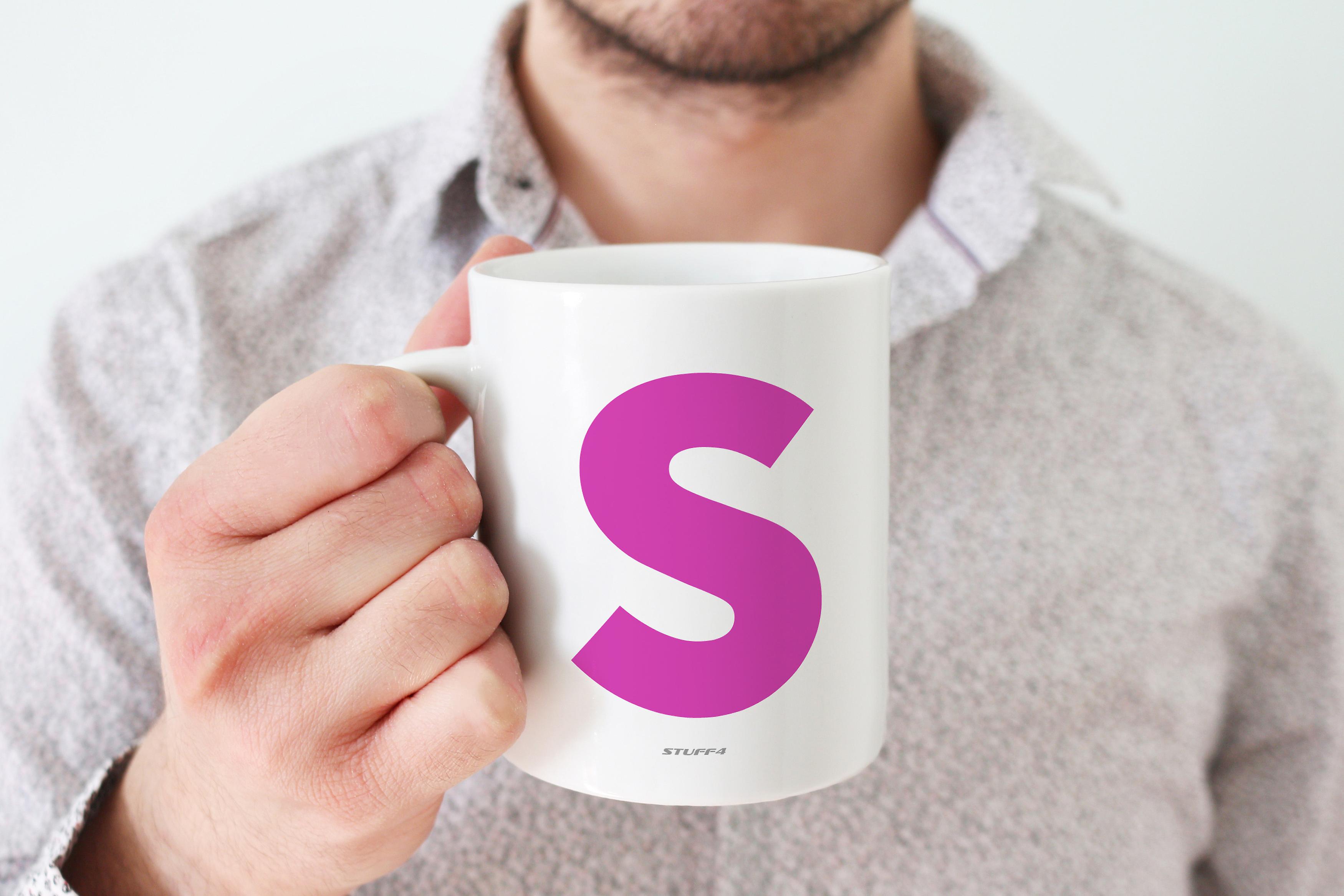 Personalised Initial Pink S Mug Gifts Him Her Fathers Mothers Day Birthday Xmas 11oz Premium Cup