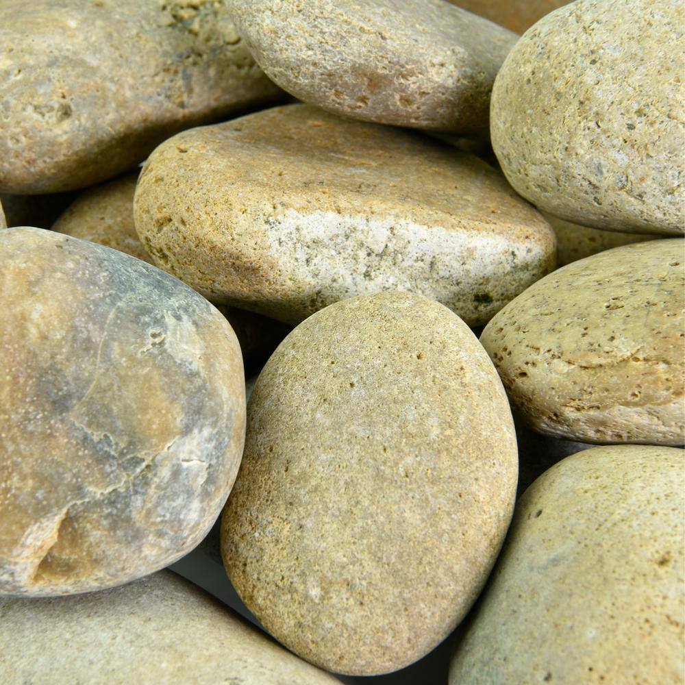 Southwest Boulder  Stone .25 cu. ft. 2 in. to 3 in. Buff Mexican Beach Pebbles Smooth Round Rock for Gardens Landscapes and Ponds 20MPBBF23