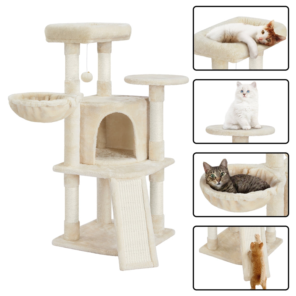 SmileMart 42"H Multilevel Cat Tree Tower with Condo and Perches, Beige