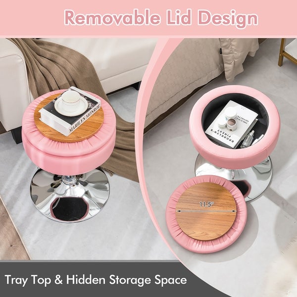 Costway Set of 4 Adjustable?Vanity Stool 360° Swivel Storage Makeup - See Details