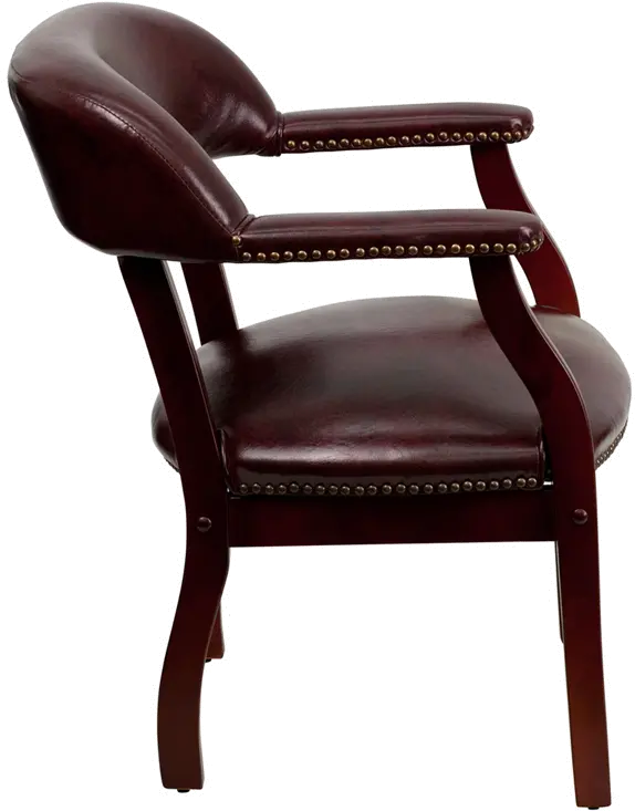 Sophisticated Burgundy Vinyl Accent Chair