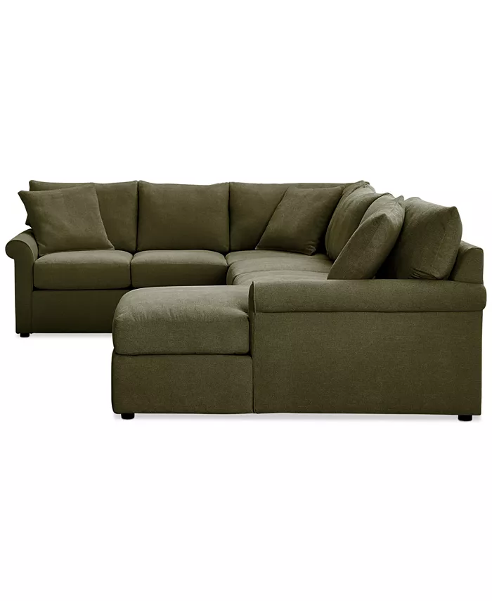 Furniture Wrenley 138 3-Pc. Fabric Sectional Chaise Sleeper Sofa