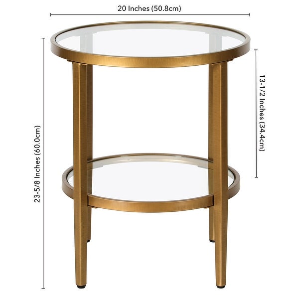 Hera 19.63'' Wide Round Side Table with Clear Glass Shelf