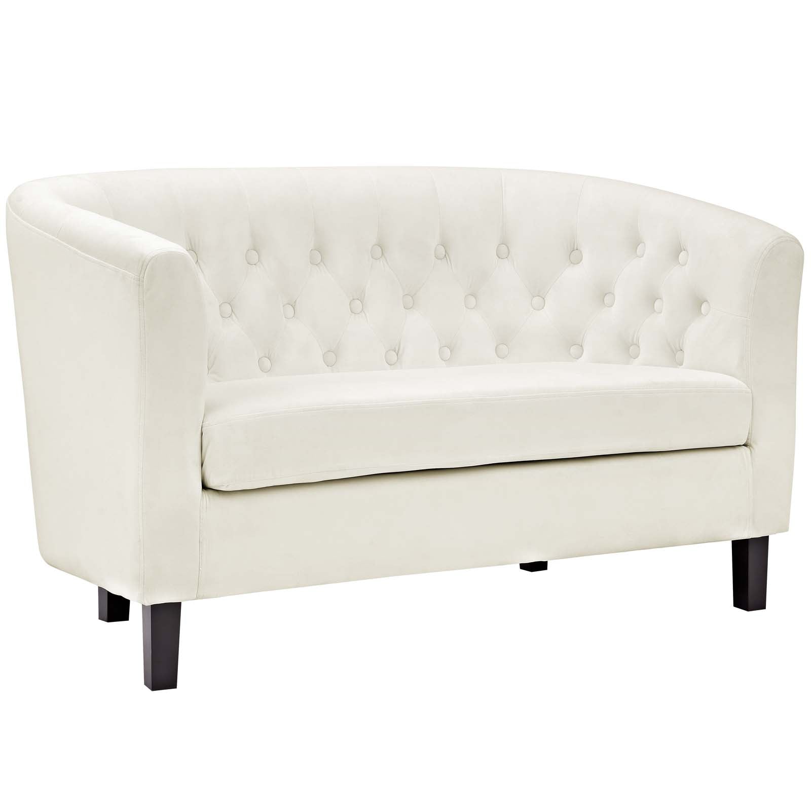 Modern Contemporary Urban Design Living Lounge Room Loveseat Sofa, White Ivory, Fabric