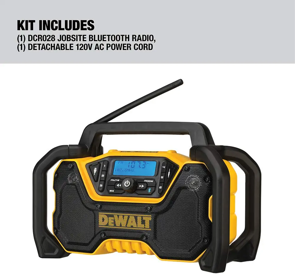 DEWALT DCR028B 12-Volt or 20-Volt Max Water Resistant Cordless Bluetooth Jobsite Radio Bluetooth Adapter