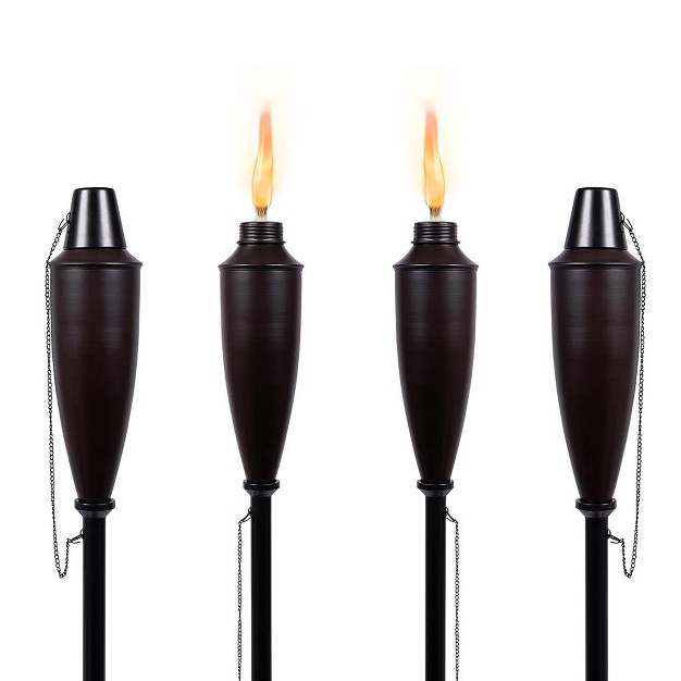 Birdrock Home 4 Pack Outdoor Garden Torches Oil Rubbed Bronze