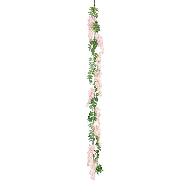 Set of 2 Blush Pink Artificial Wisteria Flower Garland Hanging Vine 6ft