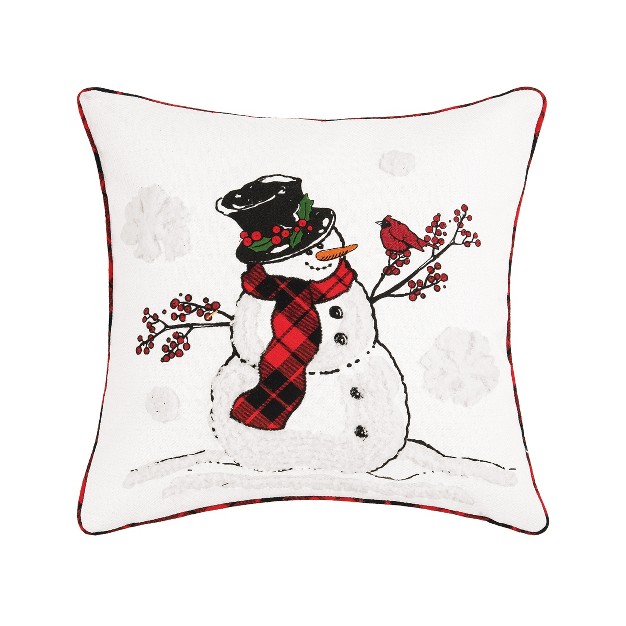 C amp f Home Snowman Cardinal Embroidered Throw Pillow