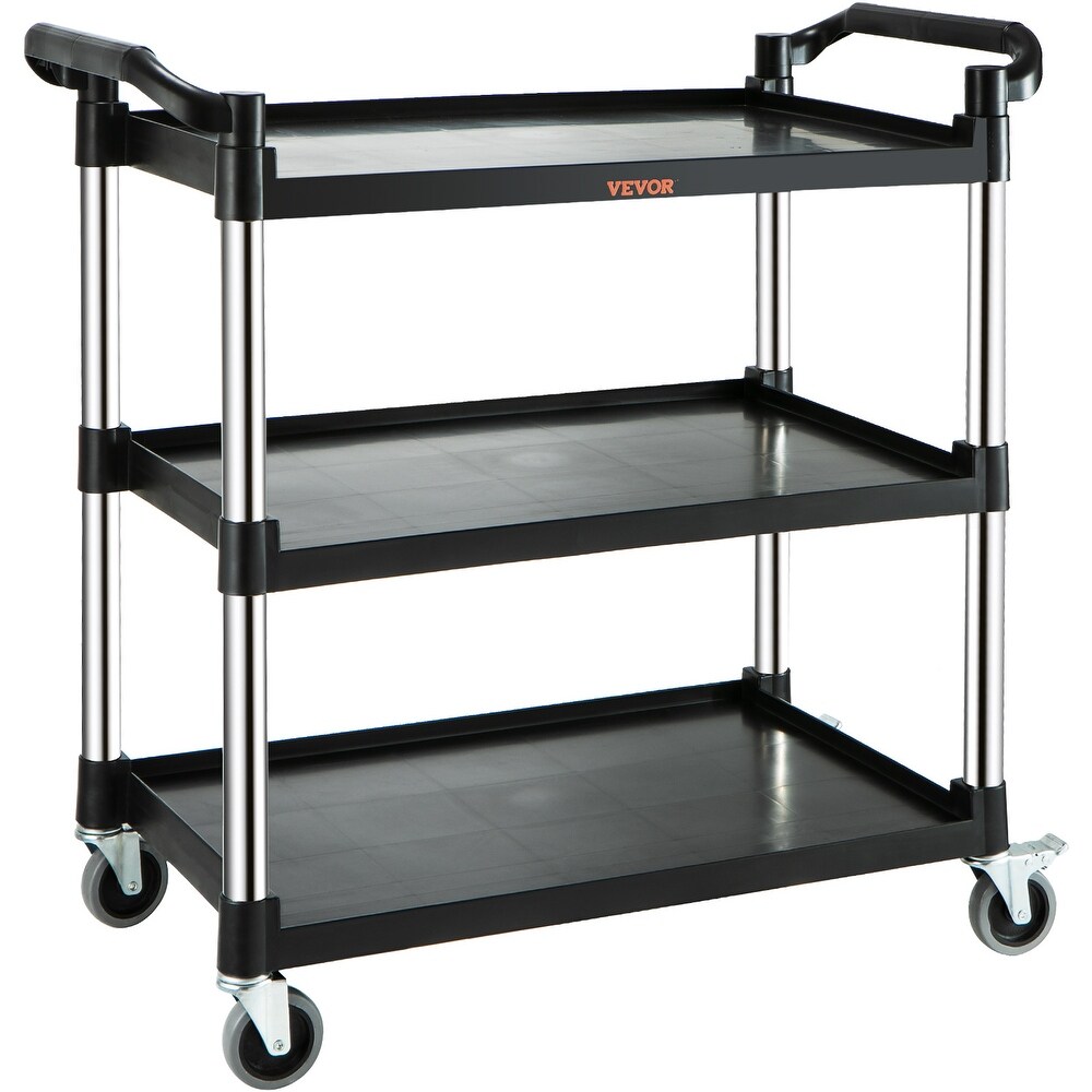 VEVOR Utility Service Cart 3 Shelf Heavy Duty 220LBS Food Service Cart