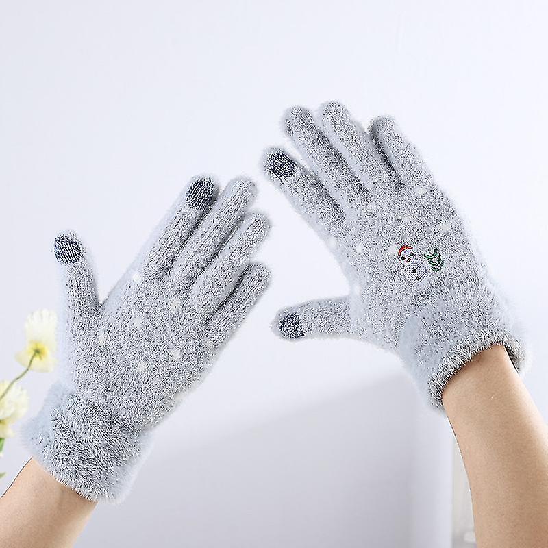 Women Thermal Gloves - Ladies Gloves Winter， Knitted Warm Gloves Stretch Fluffy Women Gloves Winter With Fleece Lined For Cycling Running Outdoor Spor