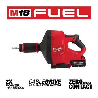 MW M18 FUEL 18V Lithium-Ion Cordless Drain Cleaning Snake Auger Tool with 516 in. Cable and M18 5.0Ah Battery 2772A-20-48-11-1850