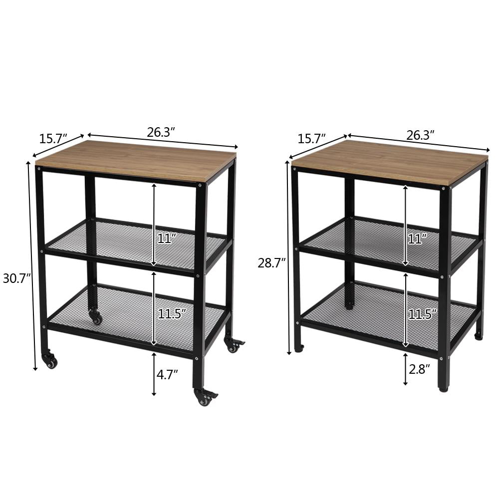 GoDecor 3-Tier Microwave Oven Cart Bakers Rack Kitchen Rack Storage Shelves Stand Wheels