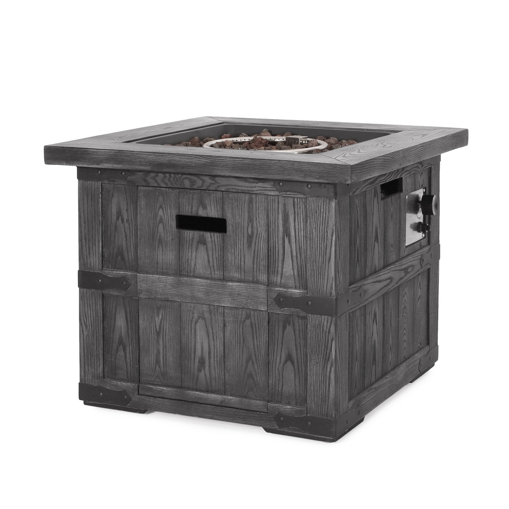 Finethy Outdoor Lightweight Concrete Outdoor 40 000 BTU Square Fire Pit by Christopher Knight Home