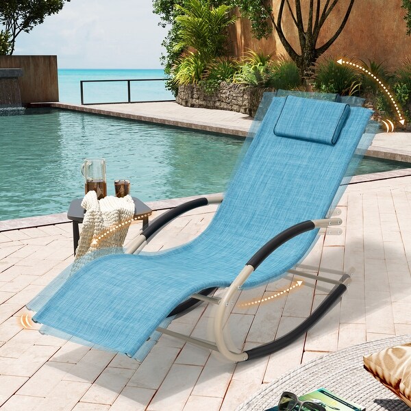 Pellebant Patio Rocking Chairs Chaise Lounge Chairs (Set of 2)