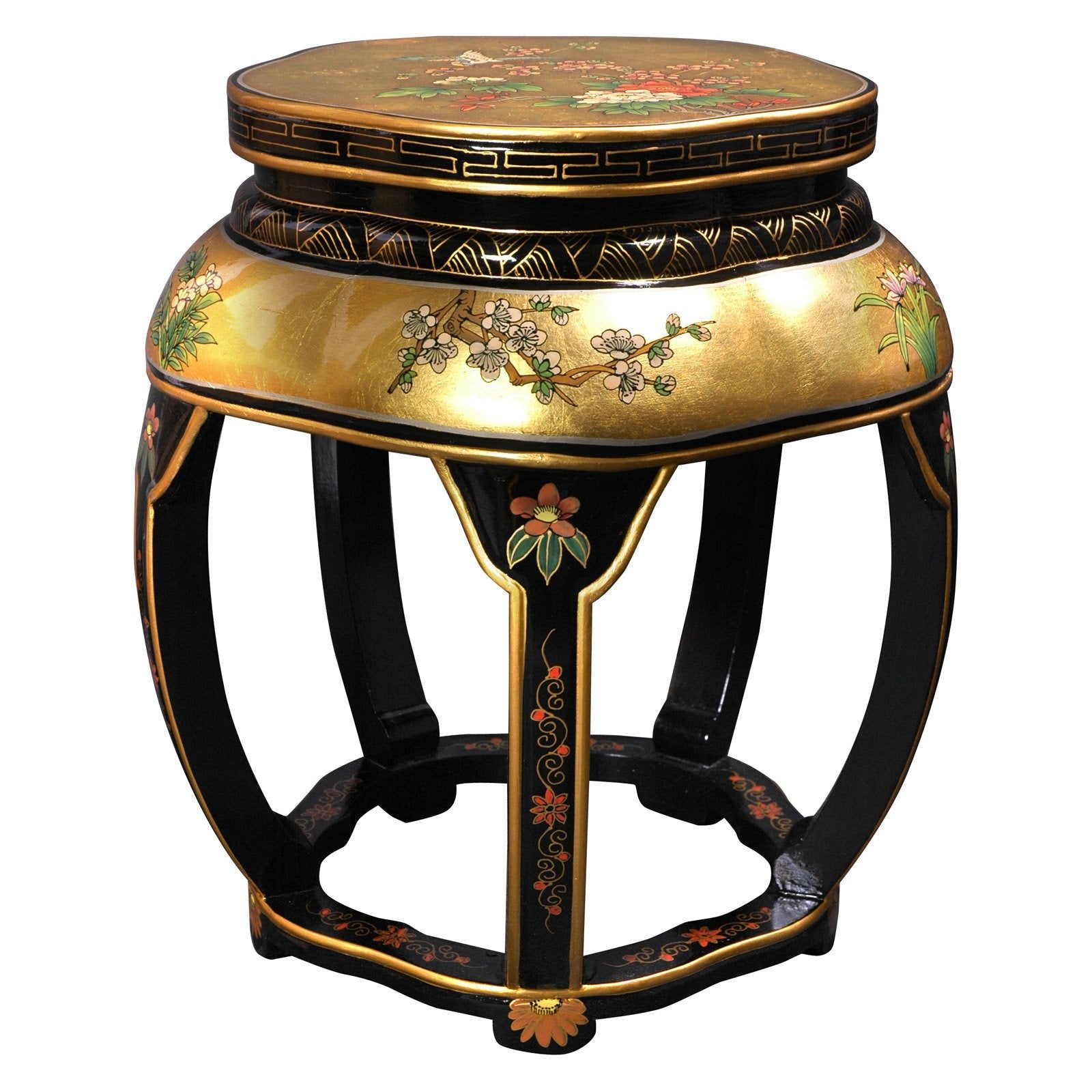 Oriental Furniture Lacquer Blossom Stool