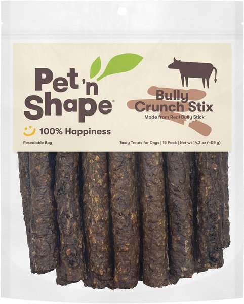 Pet 'n Shape Bully Crunch Stix Jerky Dog Treats， 15 count