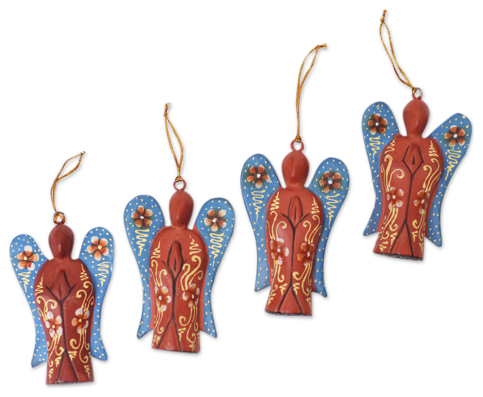 Novica Handmade Festive Heaven Wood Ornaments (Set Of 4)   Christmas Ornaments   by NOVICA  Houzz