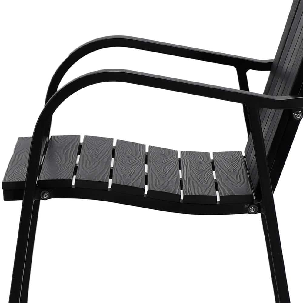 LUE BONA Black Aluminum Frame Outdoor Bar Stools Bar Height Adirondack Chairs (2-Pack) 2LB22PC0002-200