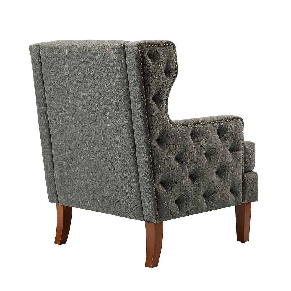 Gerald Classic Polyester Wingback Chair With Button Tufted Body Set Of 2 By HULALA HOME