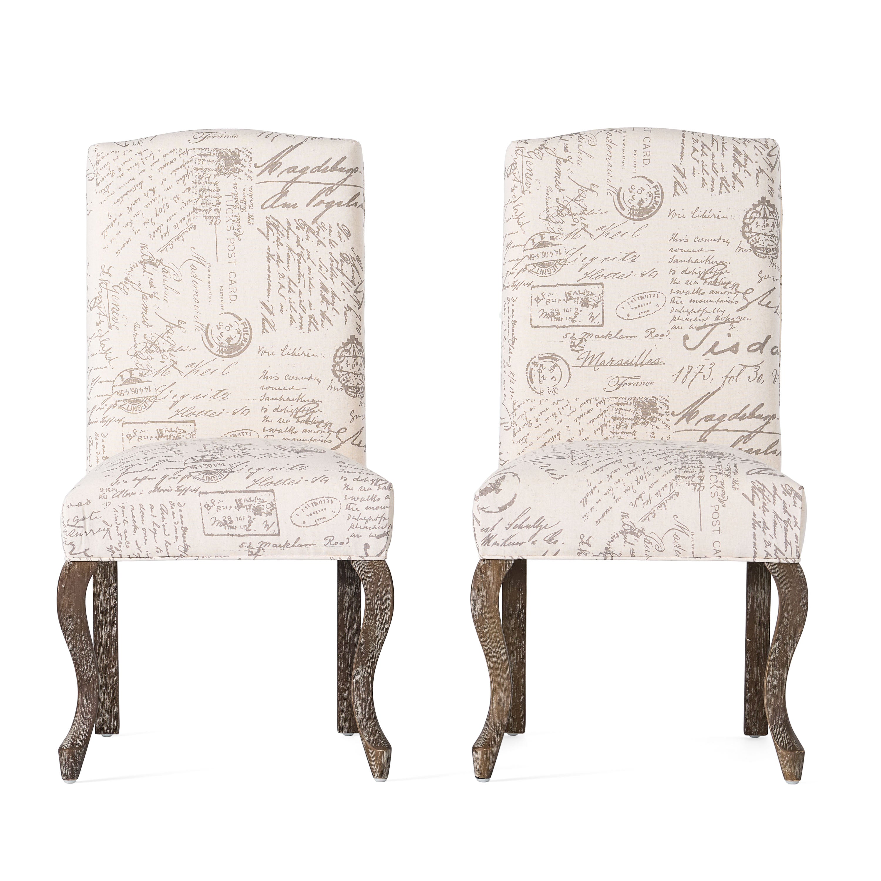 Noble House Indoor French Beige Fabric Dining Chair， Set of 2， Natural