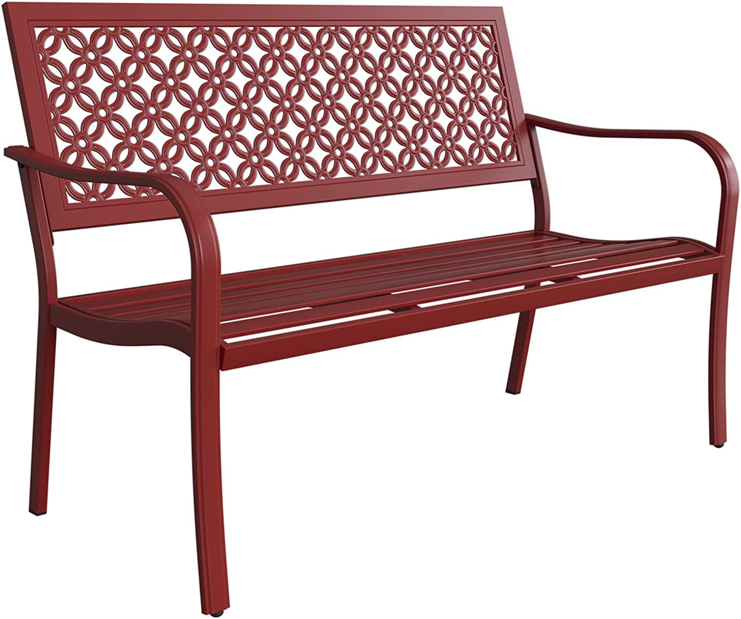 Grand Patio Garden Bench with Anti-Rust Steel Metal Frame,  Seating for 2-3 Person, Cherry Red