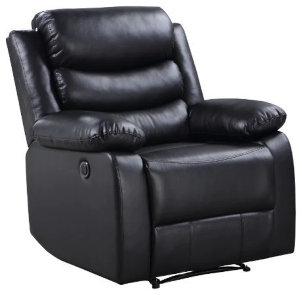 Power Recliner With Pocket Coil Seating And Pillow Top Arms Black  Saltoro   Contemporary   Recliner Chairs   by Uber Bazaar  Houzz