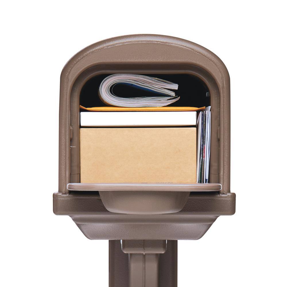 Architectural Mailboxes Classic Mocha Medium Plastic All-in-One Mailbox and Post Combo GCL100MAM