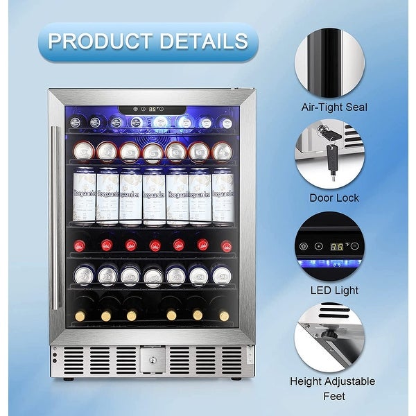 2.9 Cu.Ft Beverage Refrigerator Cooler - Wine Cooler Beverage Center Low Noise - 25.83*14.96*33.82 in