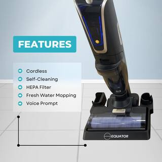 Equator Cordless Self-Cleaning WetDry Vacuum Sweep Mop for Hard floors and Carpets with Voice Prompt VSM 6000 B