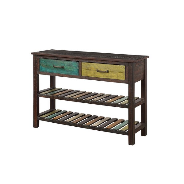 Nestfair Console Table with Drawers and 2 Tiers Shelves