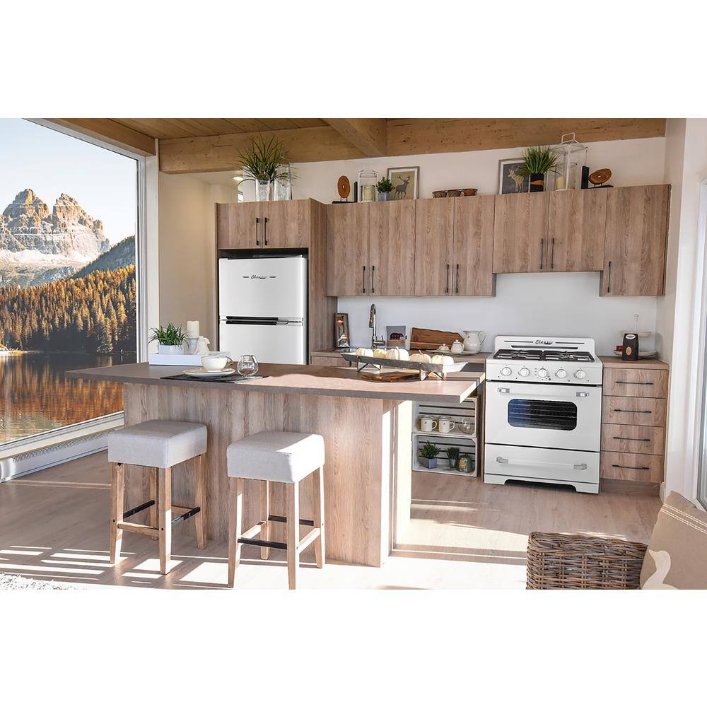 Unique Appliances Off-Grid Classic Retro 24 in. 3 cu. ft. Retro Propane Gas Range with Battery Ignition in Marshmallow White UGP-24CR OF1 W