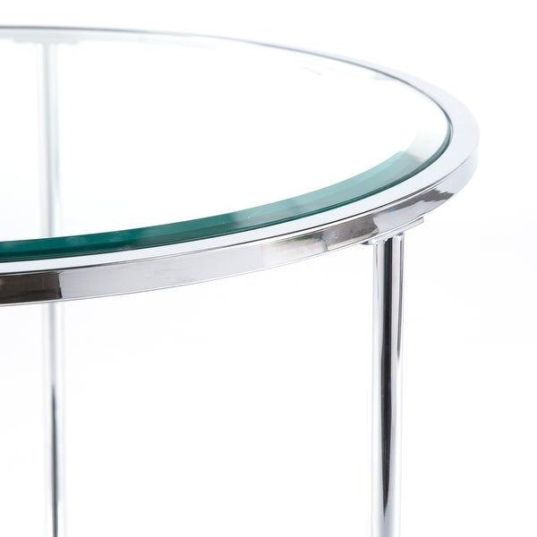 SEI Furniture Rainier Round Metal and Glass Side Table