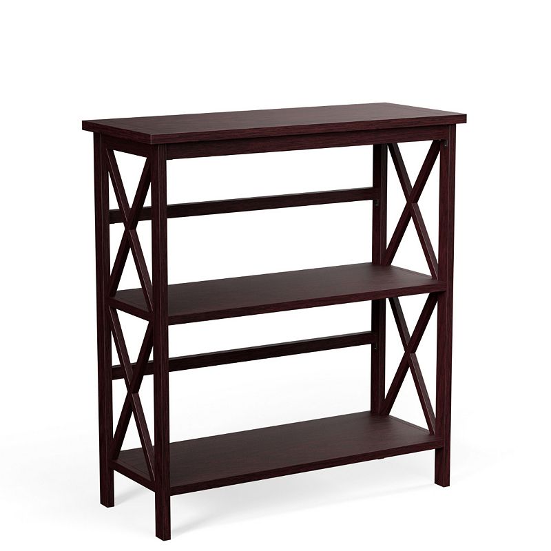 3-Tier Wooden Multi-Functional X-Design Etagere Storage Bookshelf